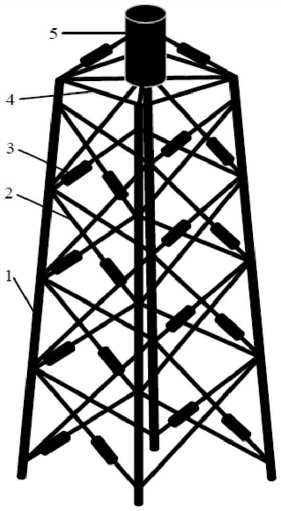Offshore wind power jacket structure with additional viscous dampers