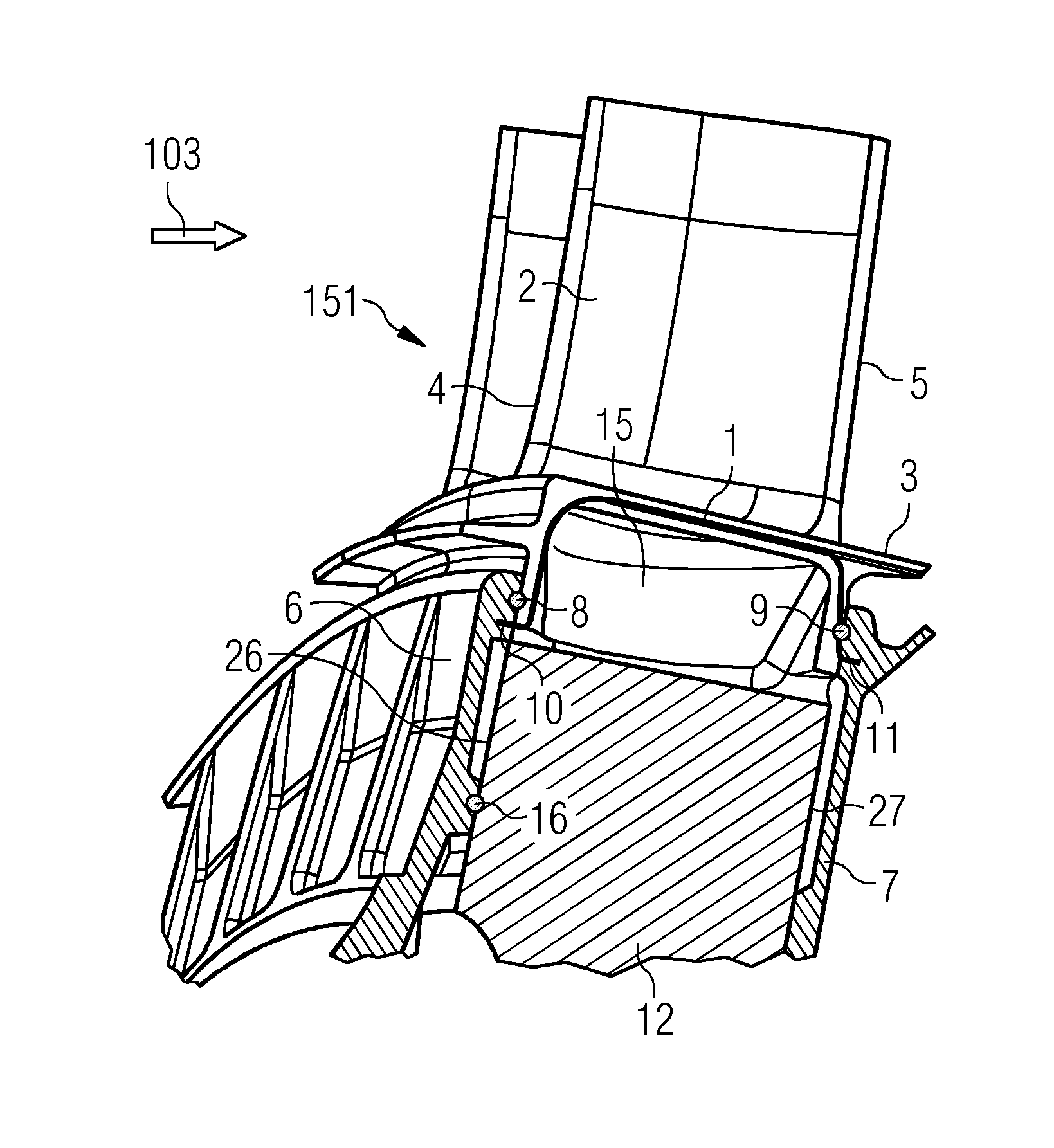 Platform seal strip, turbine blade assembly and method for assembling it