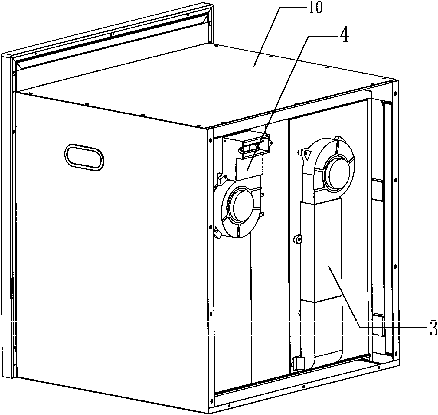 Dehumidifying and drying system device for cabinet