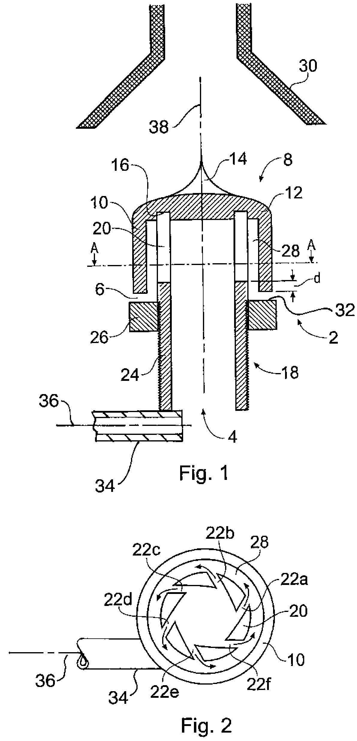 Fluidising apparatus with swirl-generating means
