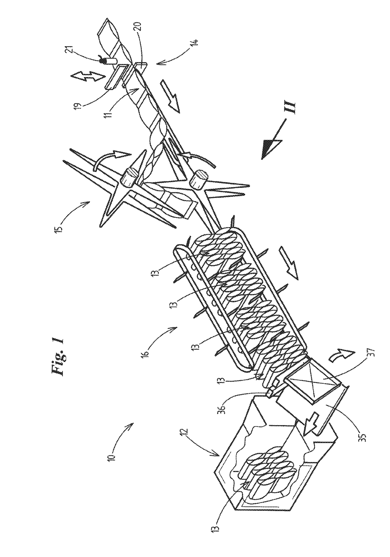 Method and device for handling bag chains
