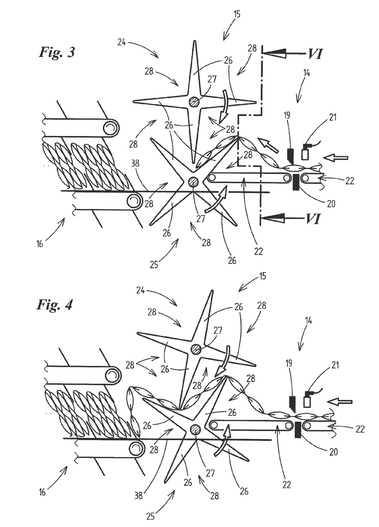 Method and device for handling bag chains
