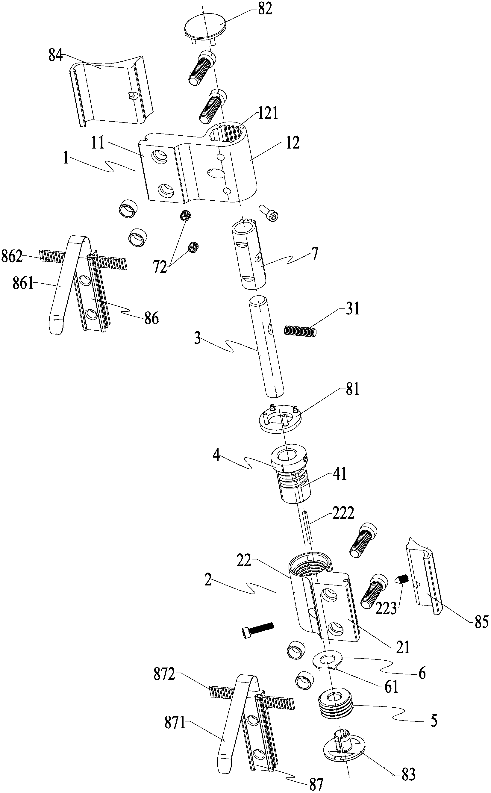 Hinge with adjusting and locking device