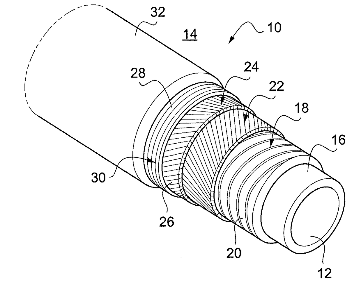 Tubular pipe with a composite holding strip