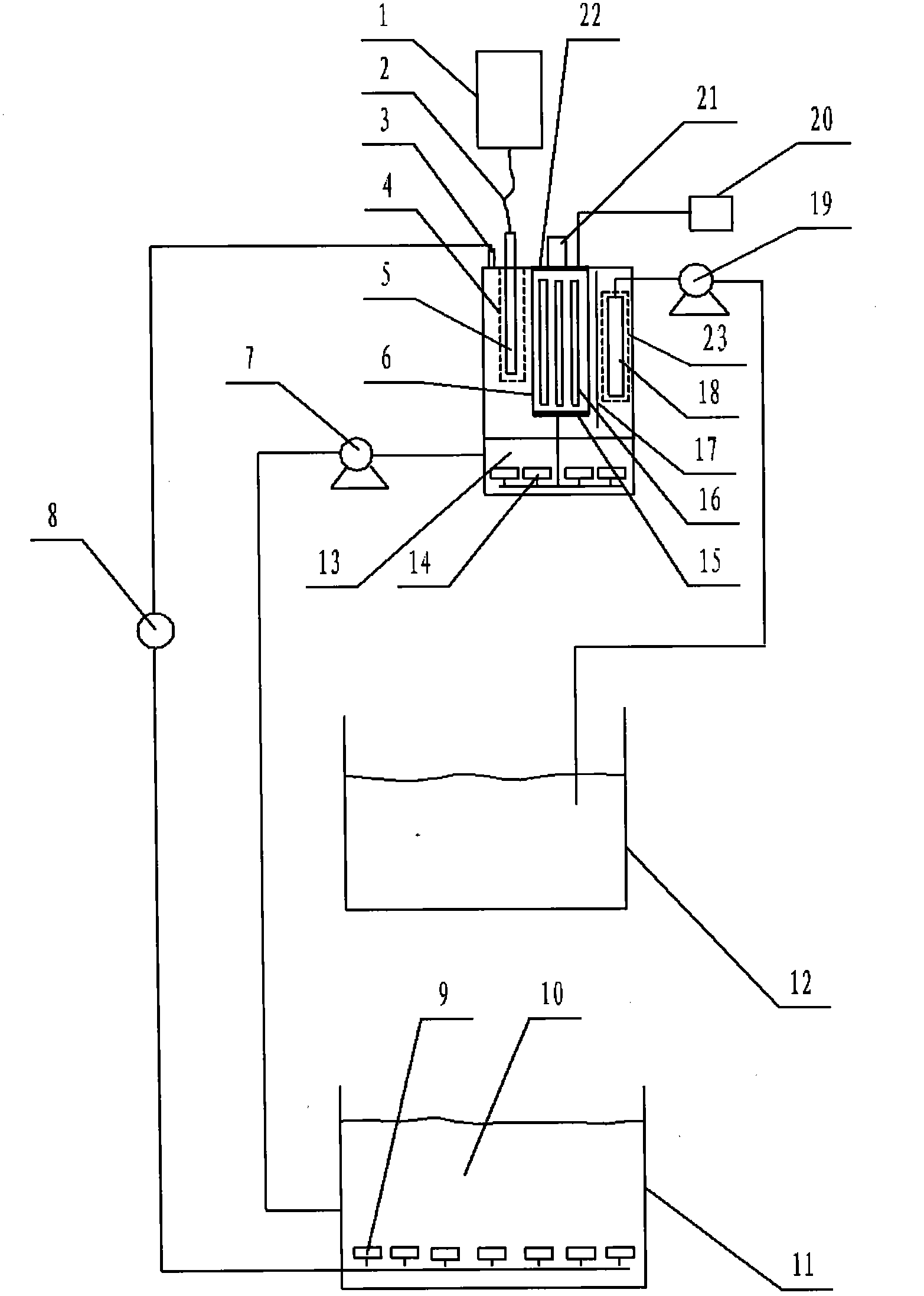 Waste water microwave photocatalytic degradation processing unit for preventing membrane separation component from thermal etching damage