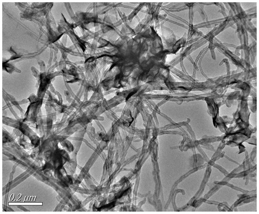 A flower-shaped molybdenum diselenide/carbon nanotube composite material and its synthesis method and application