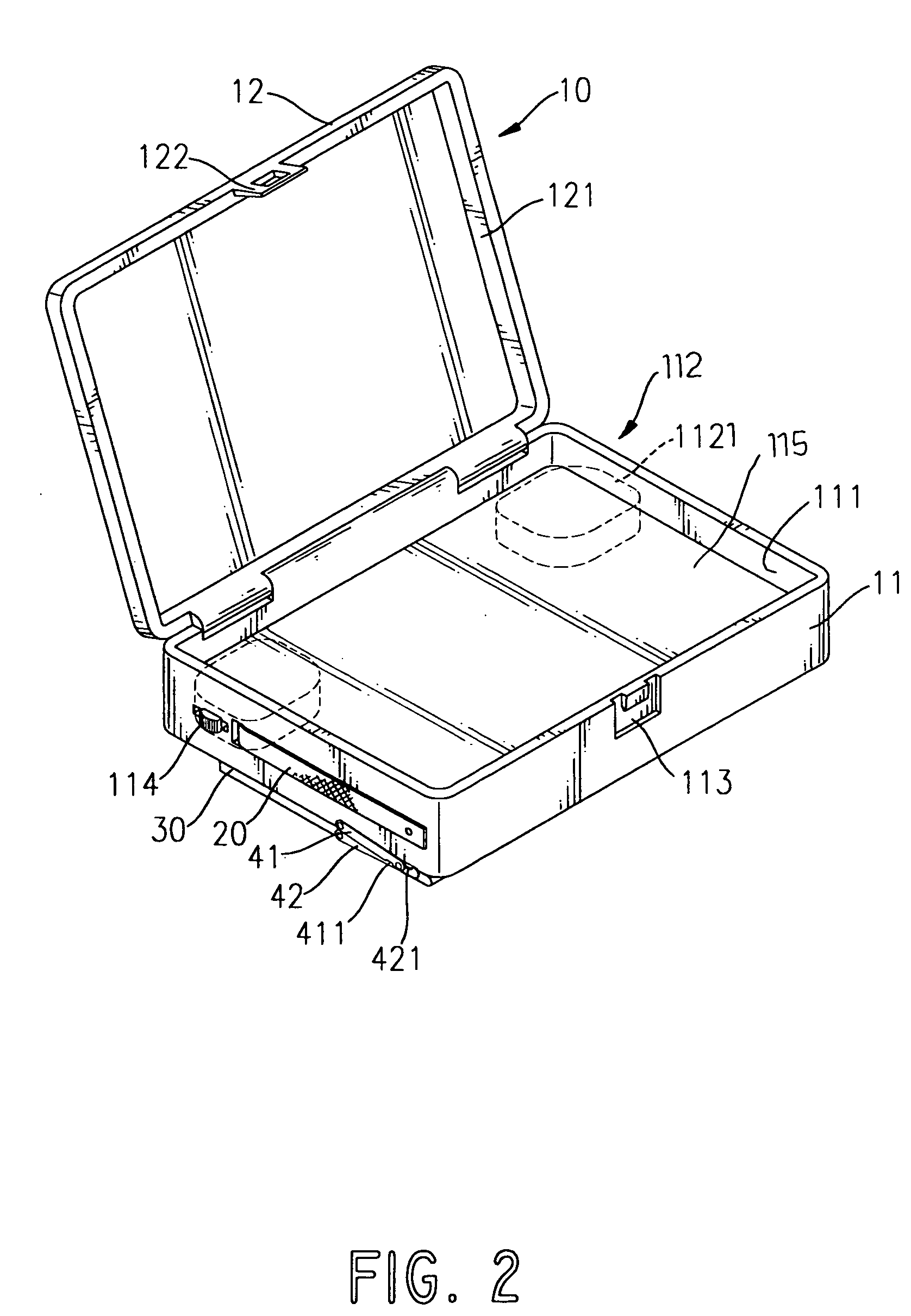Notebook computer suitcase for a user using as a desk