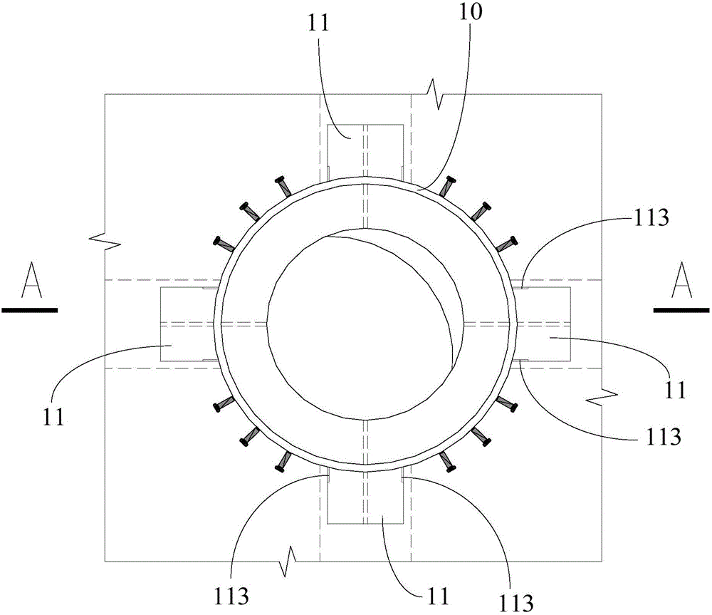 Connecting structure and connecting method for steel pillar and concrete beam steel bar