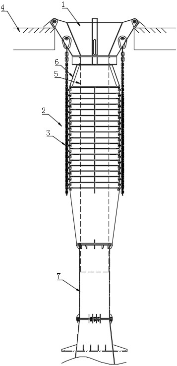 Working method of overlapped elephant trunk device