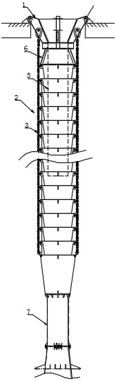 Working method of overlapped elephant trunk device