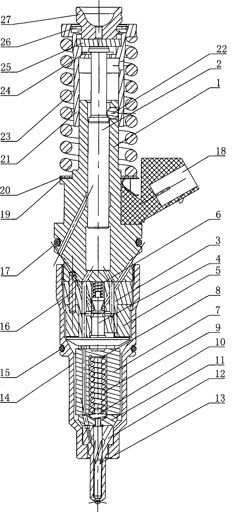 Fuel injection electronic unit injector of a diesel engine