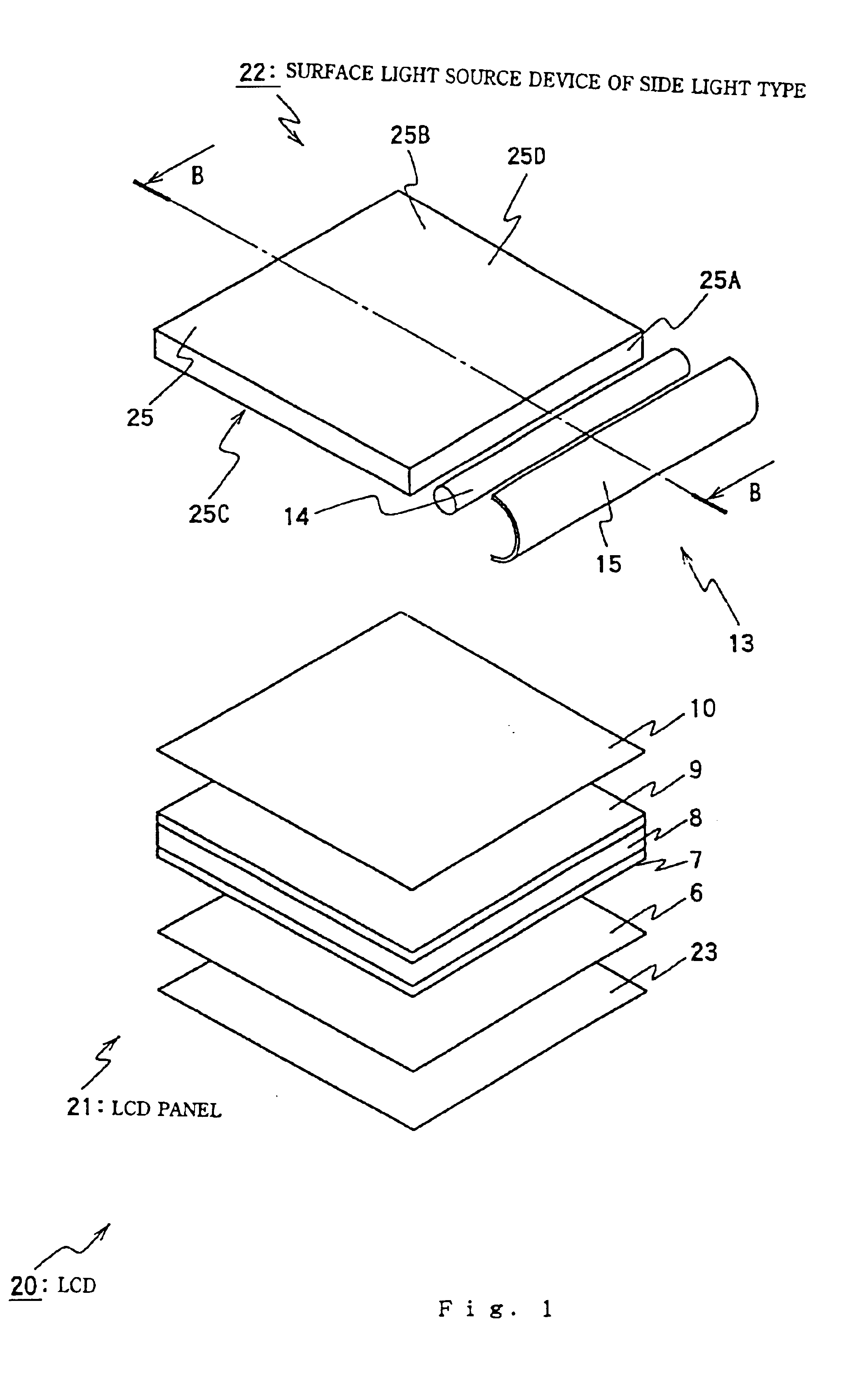 Surface light source device of side light type and liquid crystal display