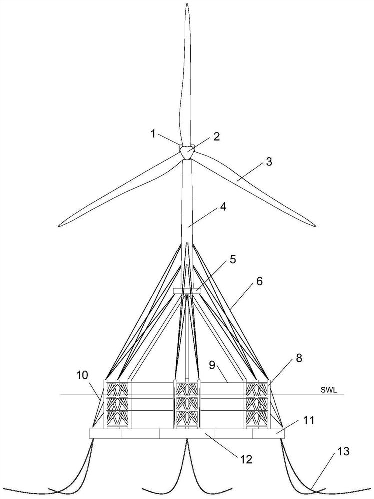 Truss inhaul cable type floating offshore wind turbine generator structure