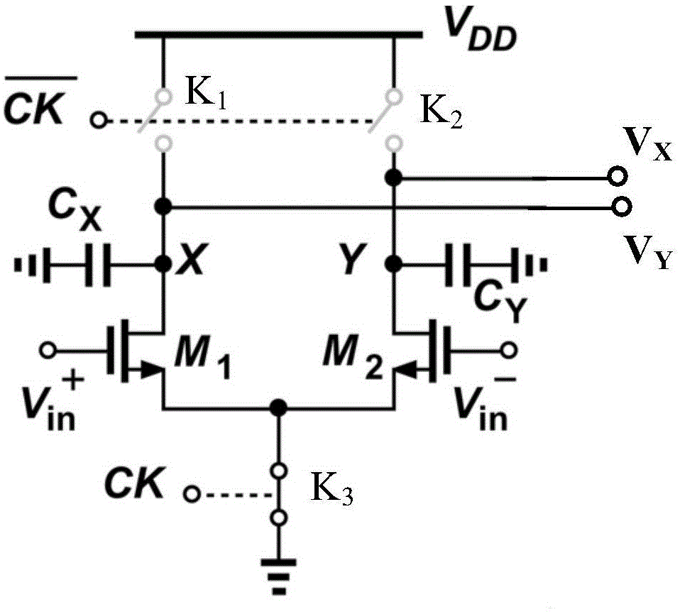 Differential amplification circuit and assembly line analog to digital converter (ADC) with differential amplification circuit