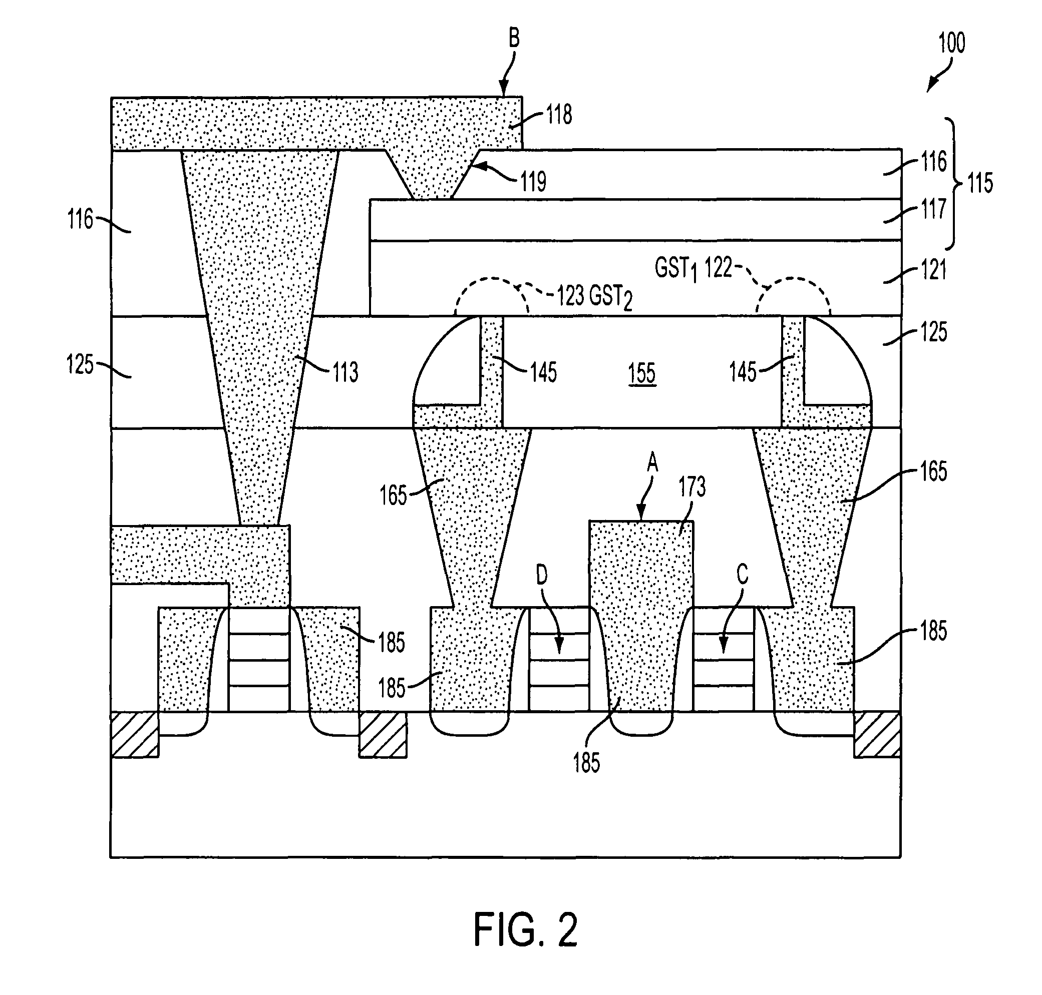 Variable resistance memory device having reduced bottom contact area and method of forming the same