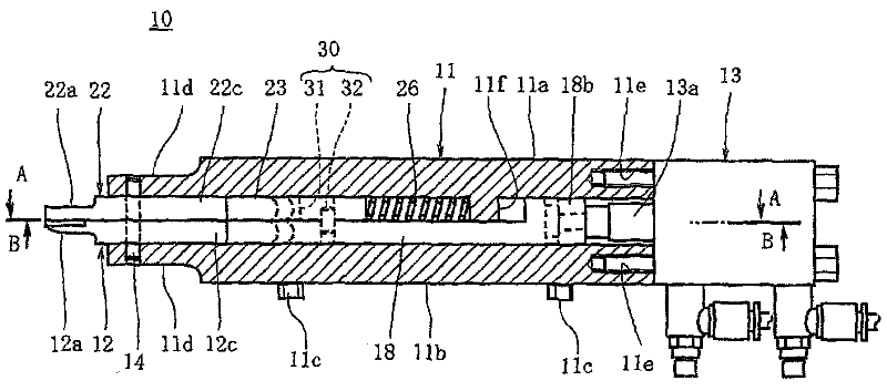 Switching operating device and object cutting method
