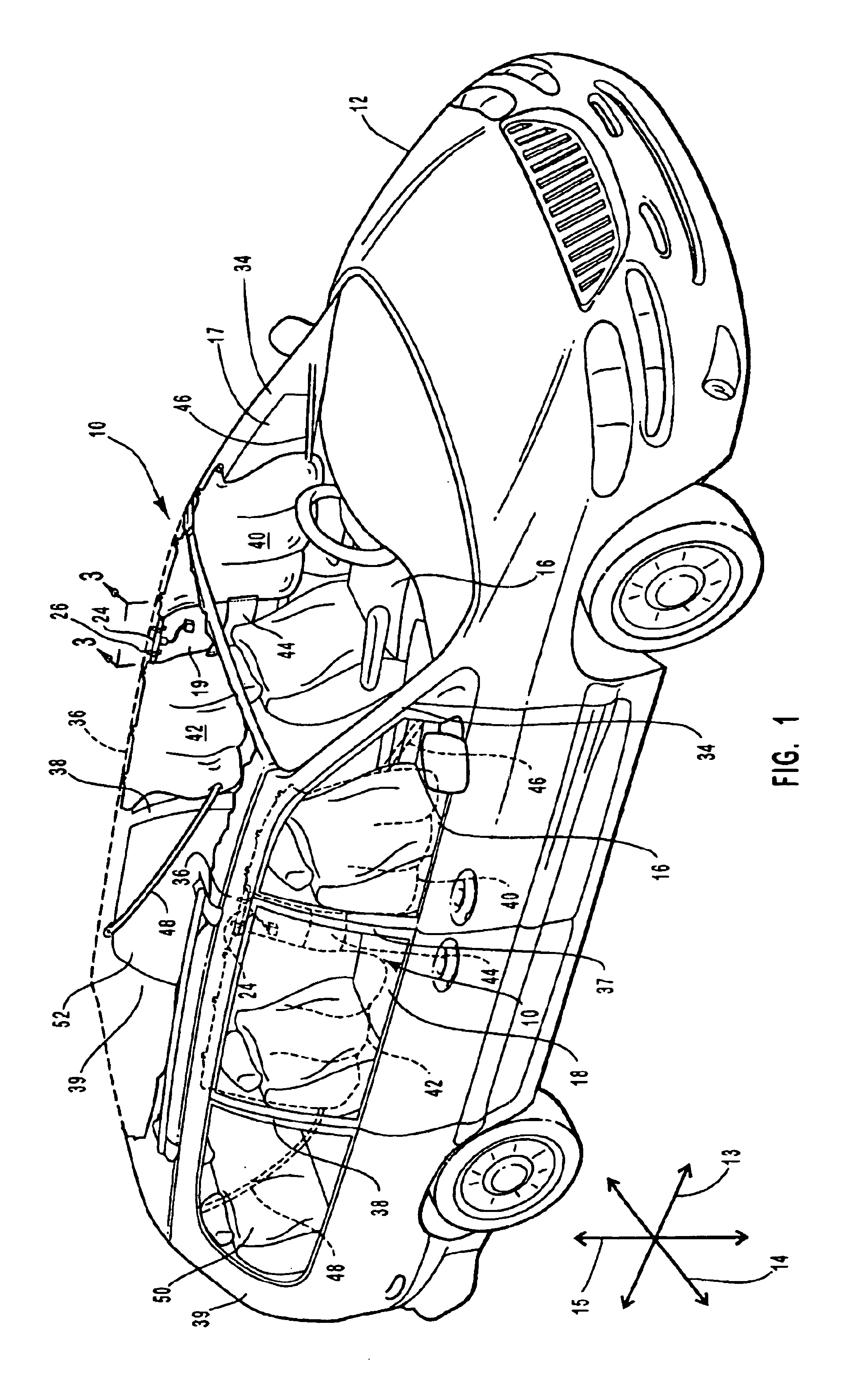 Inflatable curtain module for use in a vehicle