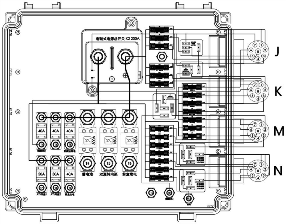 Power supply distribution box for new energy bus and charging method