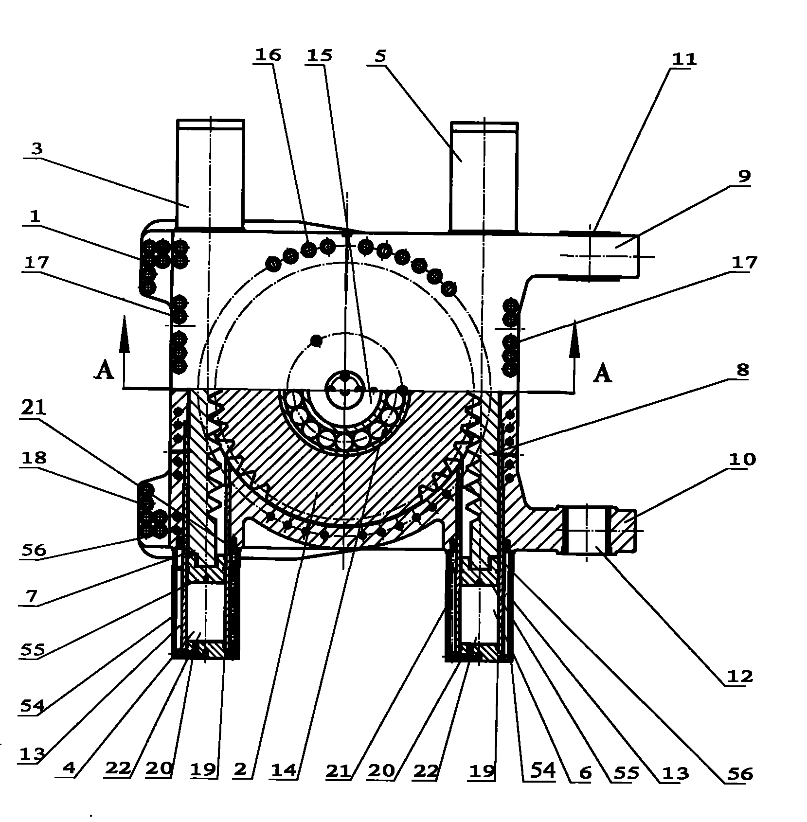 Rack-and-pinion type slewing equipment of coal-excavating development machine