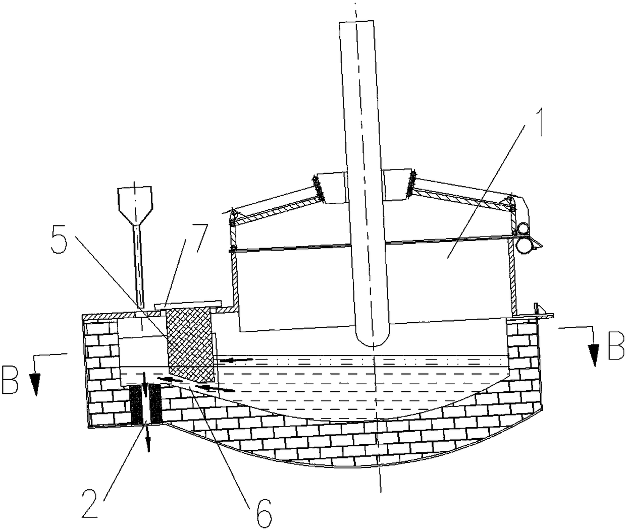 Less-slag tapping method for electric furnace and slag baffling device