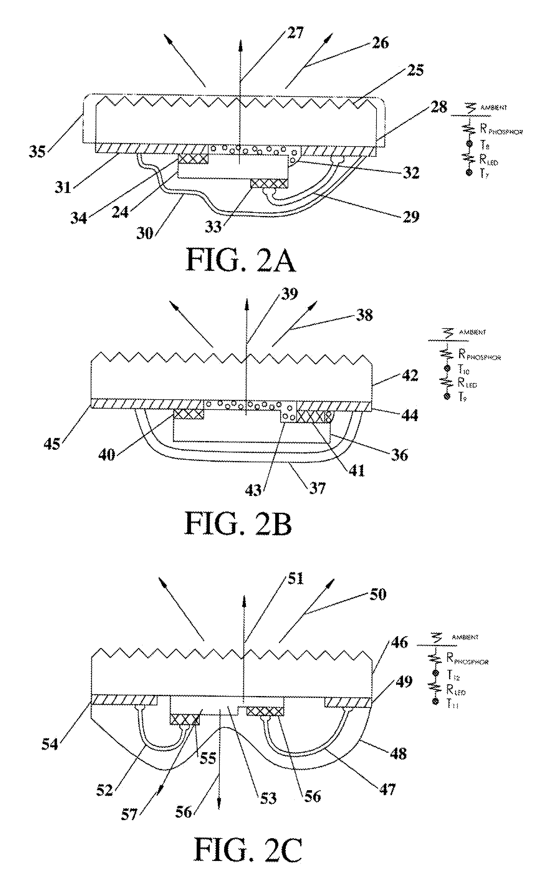 Solid state light sources with common luminescent and heat dissipating surfaces