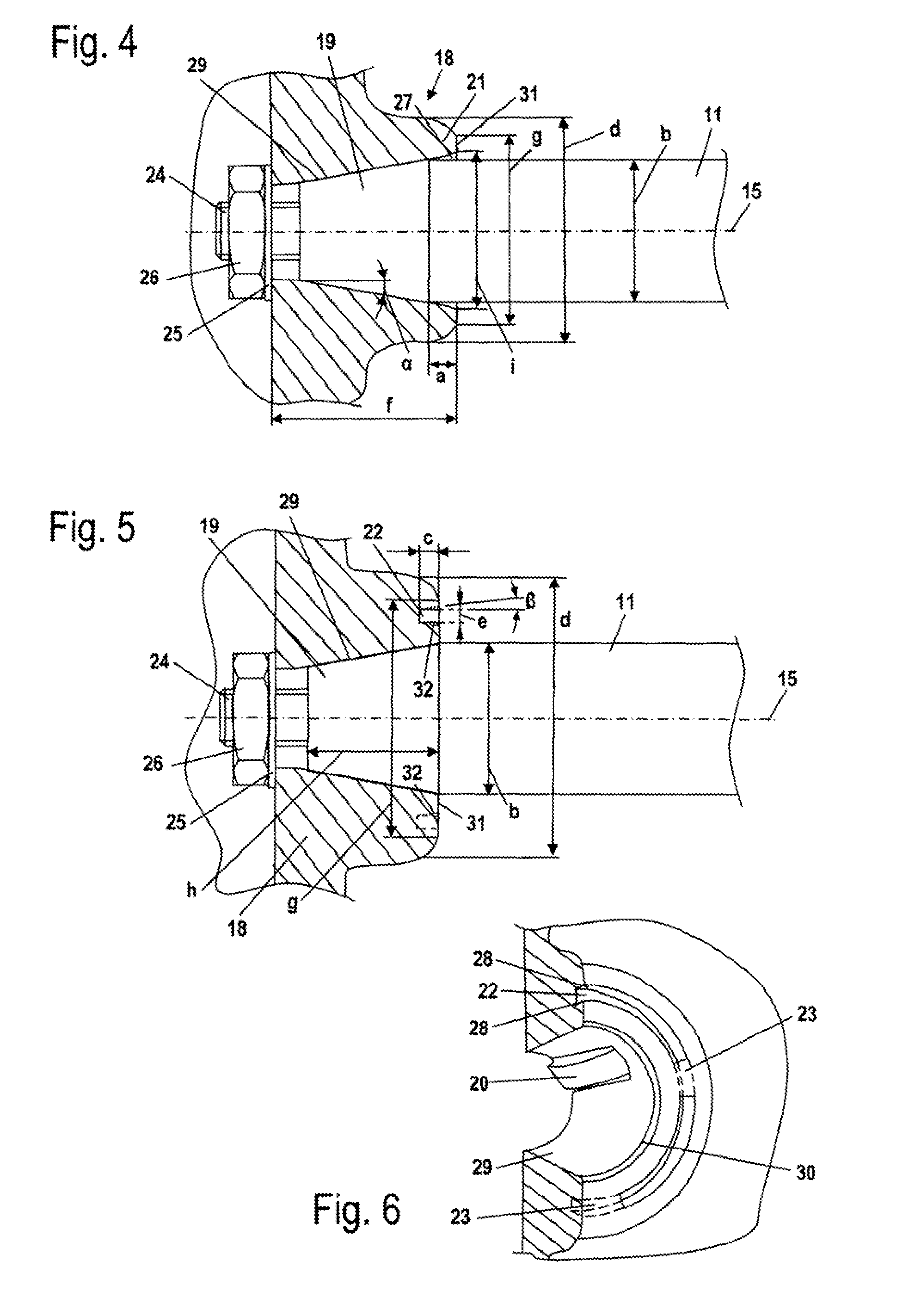 Shaft/Hub Connection and Manually Guided Implement