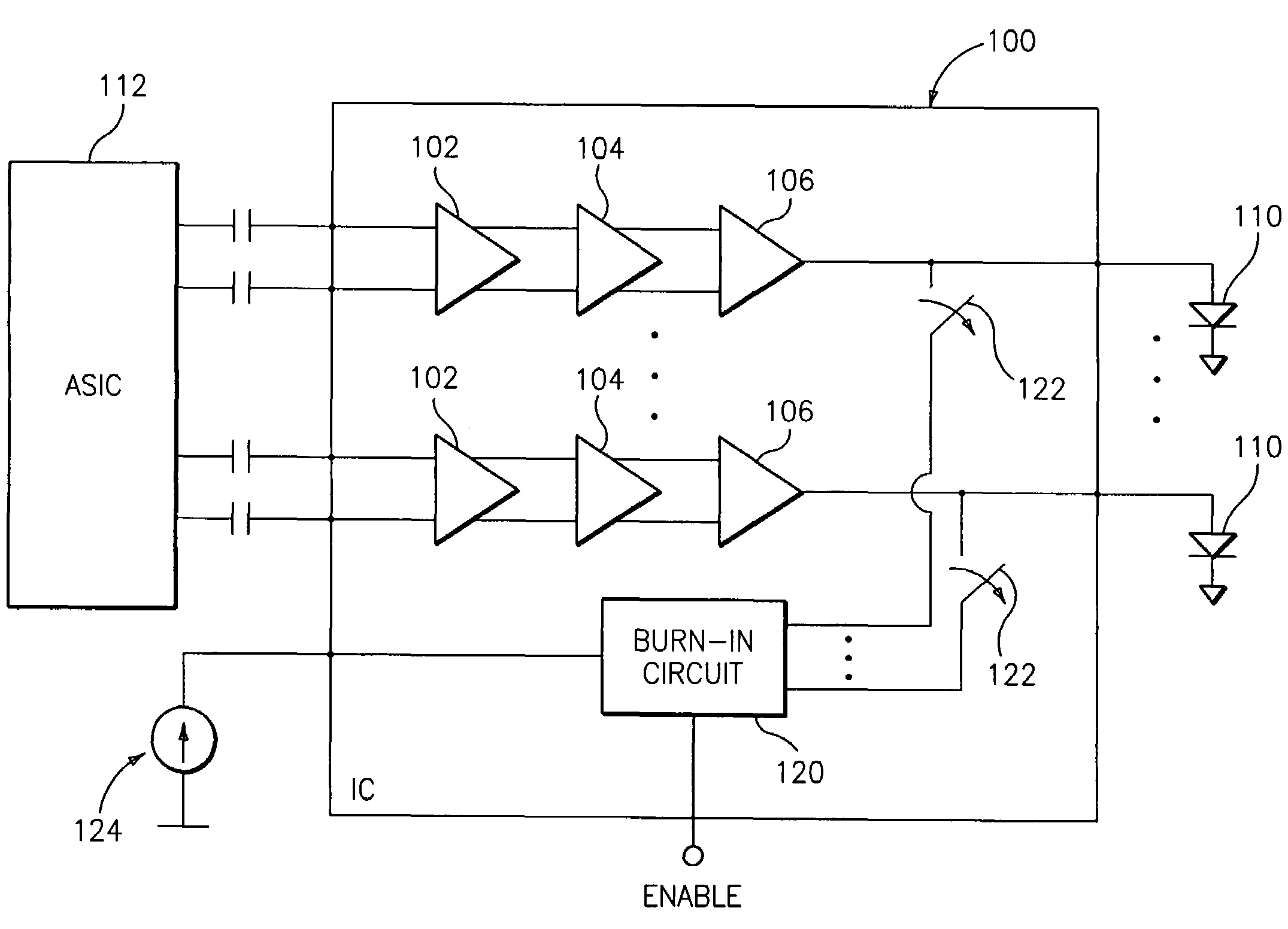 Integrated circuit having on-chip laser burn-in circuit