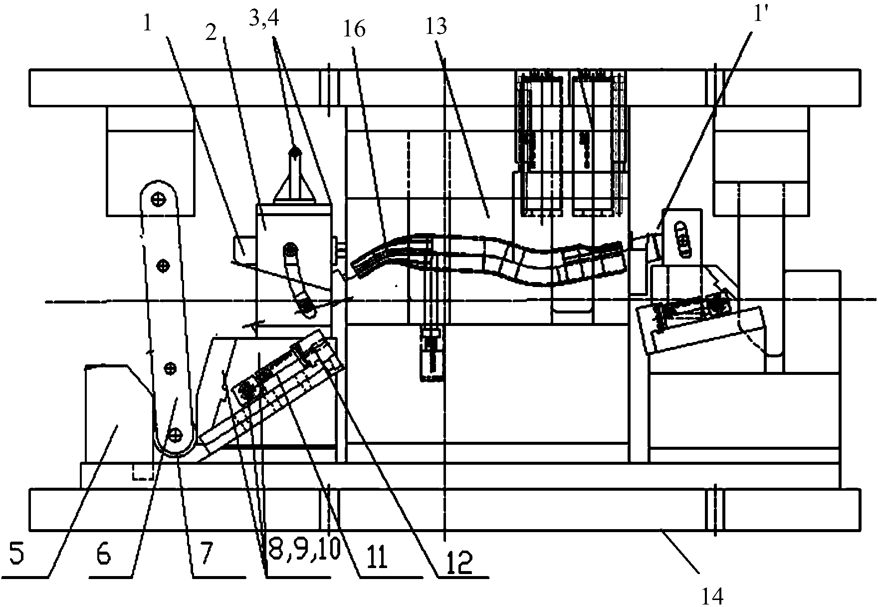 Floating core-pulling mechanism for pipe fitting forming