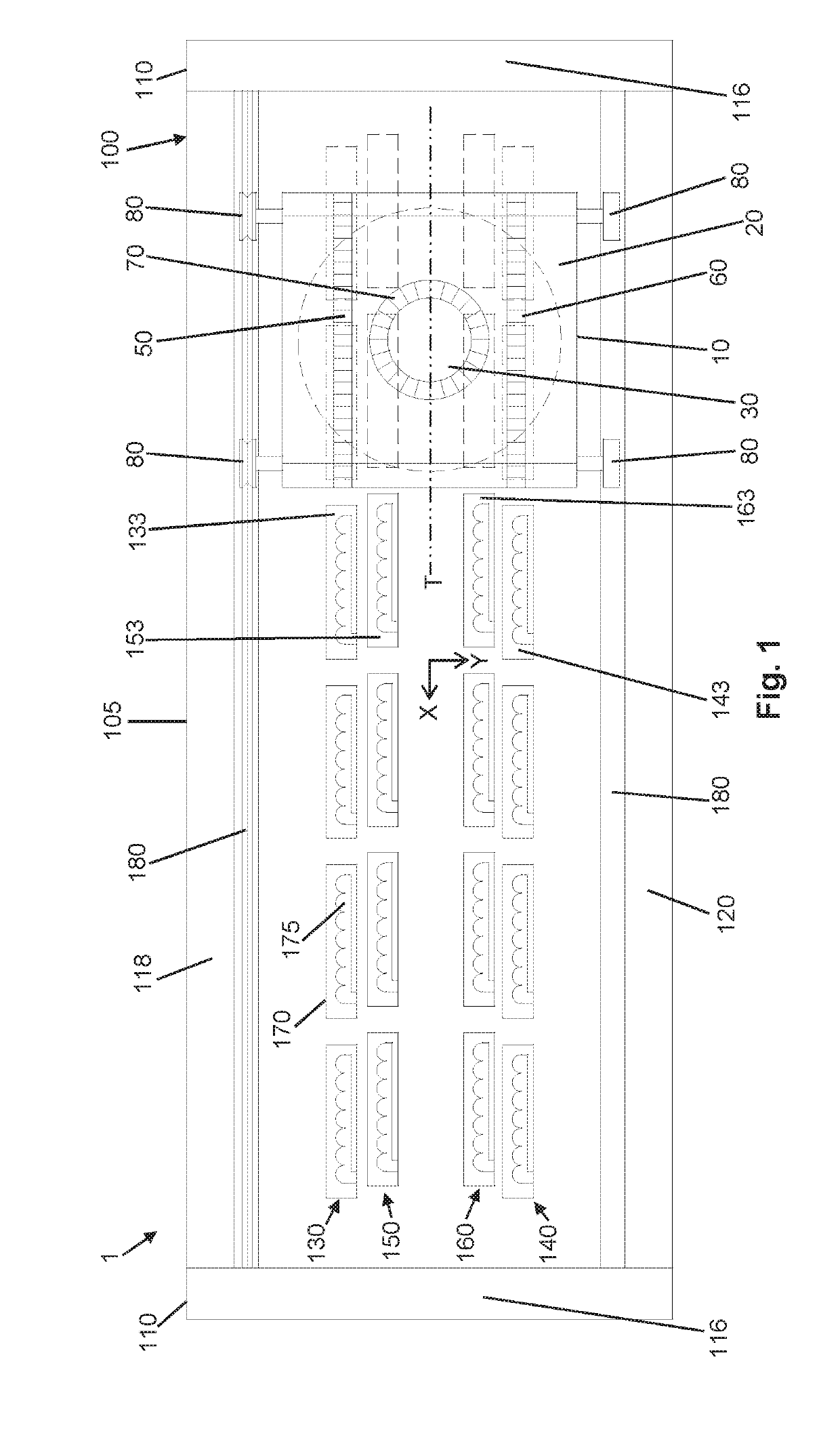 Device for processing a component, carriage for the device, and method for operating the device