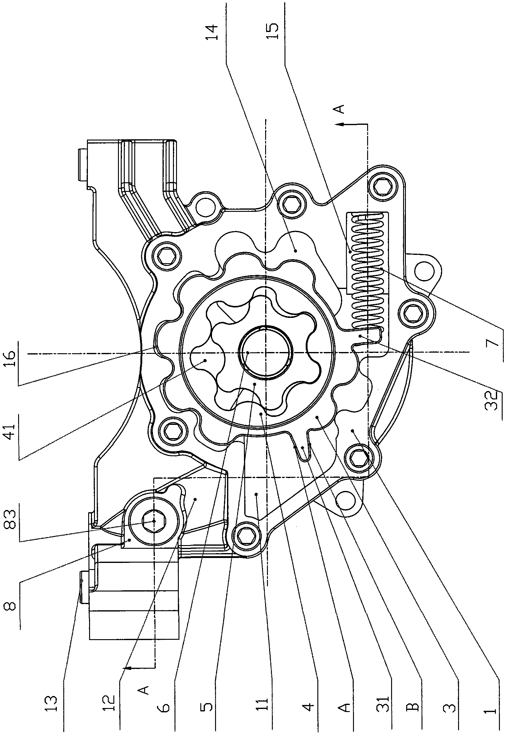 Variable rotor oil pump regulated and controlled by wave wheel