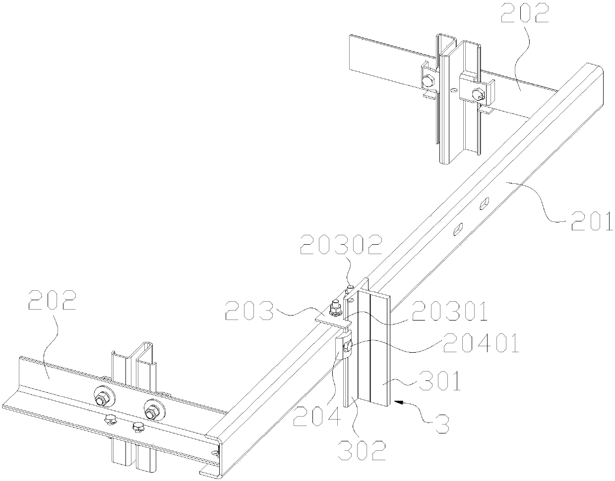 Elevator steel structure hoistway guide rail fixing device and ...