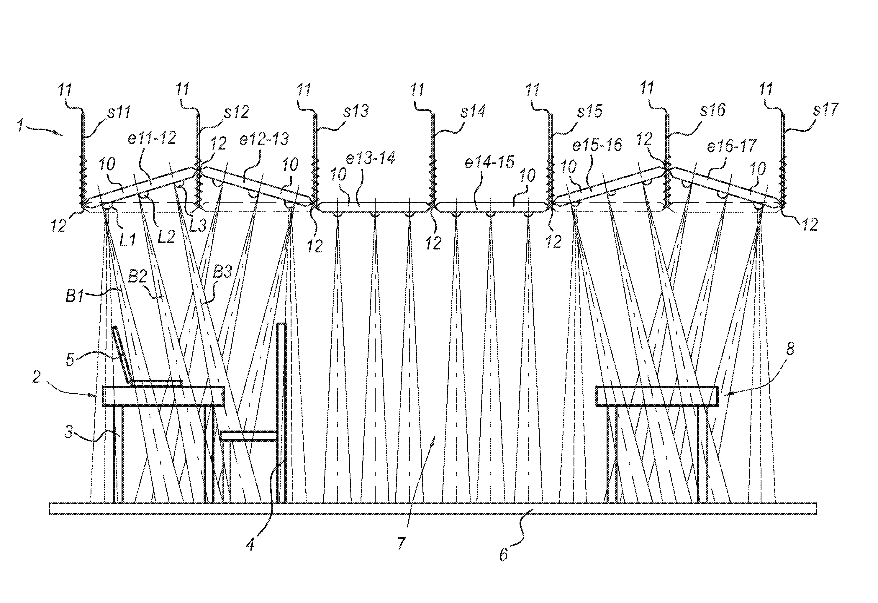 Lighting system, space with a lighting system, and method of providing an illumination profile using such a lighting system