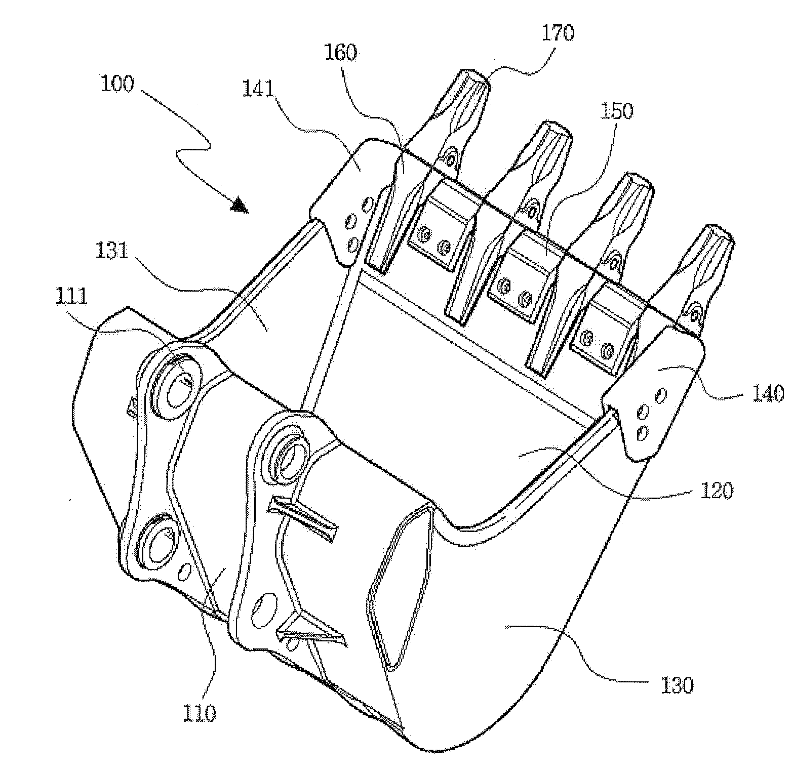 Wear-Resistant, Impact-Resistant Excavator Bucket Manufactured by Casting and Manufacturing Method Thereof