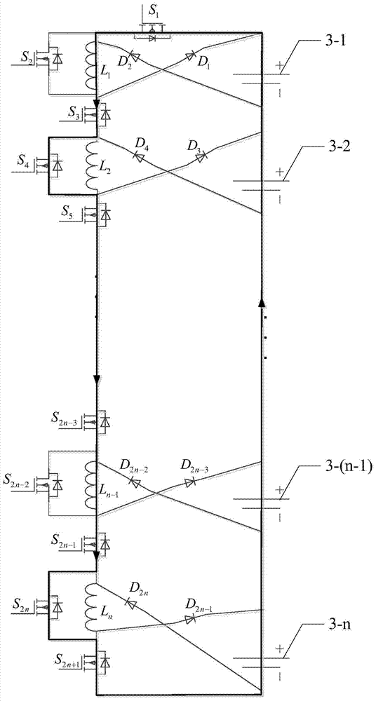 Switching inductance equalization controller and control method for energy storage device