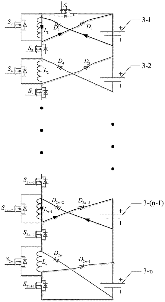 Switching inductance equalization controller and control method for energy storage device