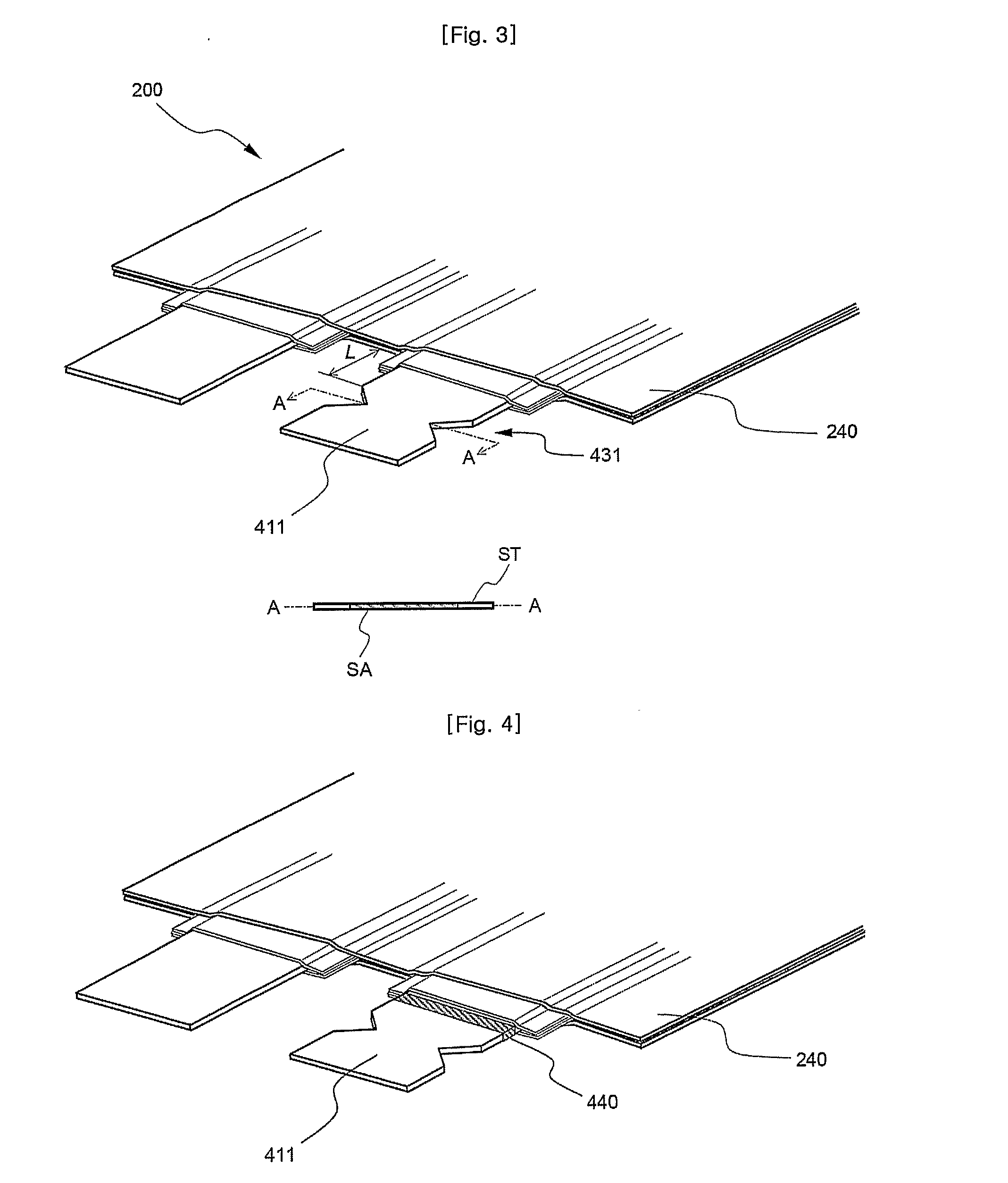 Secondary battery having electrode with self cutting part to be destructed on application of over-current