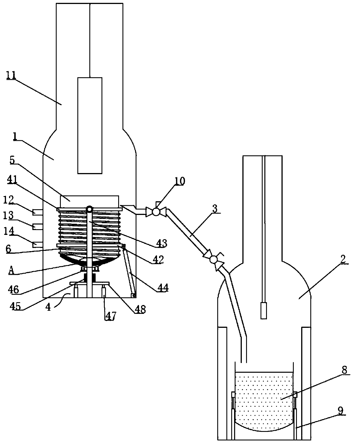 Secondary feeding device and feeding method for single crystal furnace