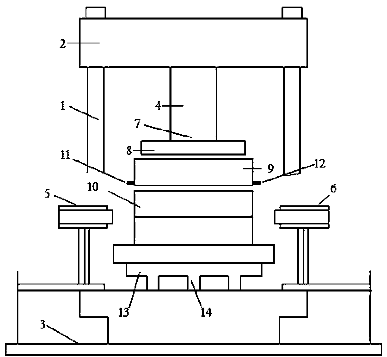 Test device for determining permeability of large-scale single fracture medium under triaxial stress