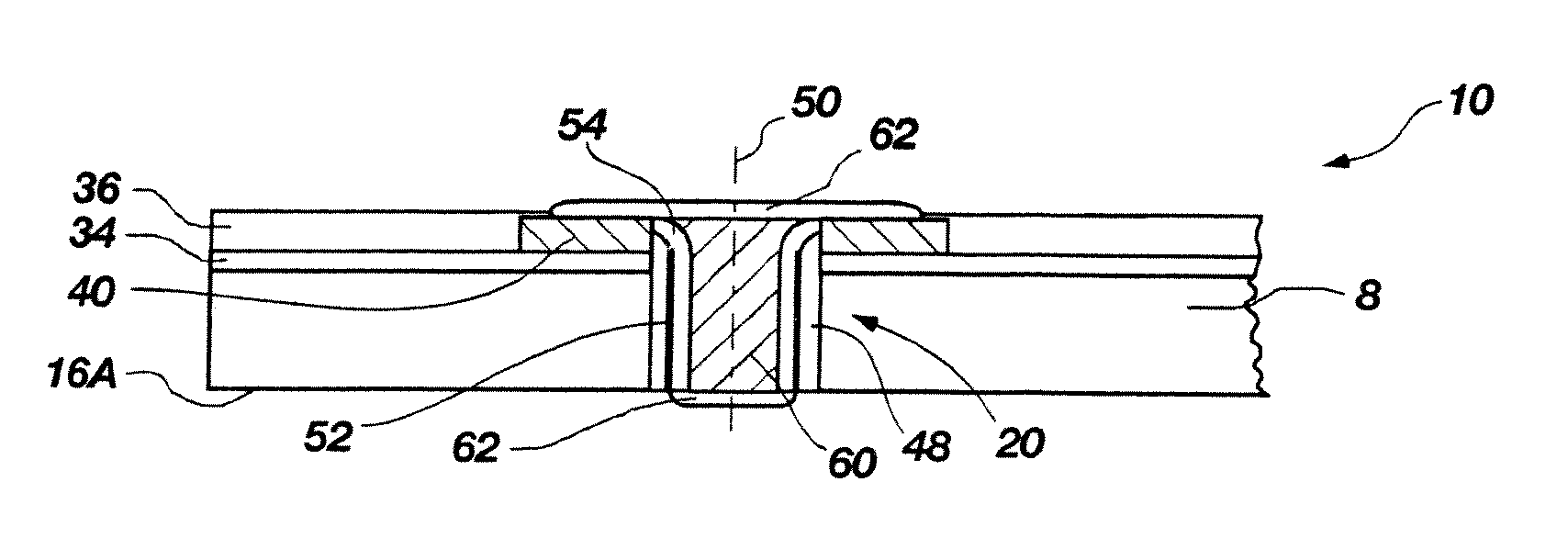 Methods for forming through-wafer interconnects and devices and systems having at least one dam structure