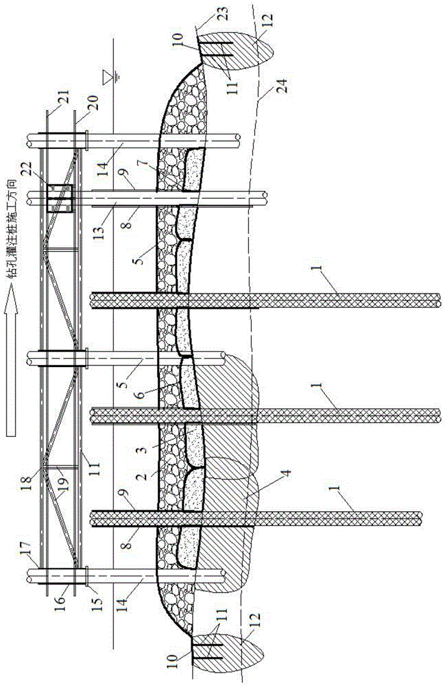 Construction method of erosion-preventing large-diameter bored pile