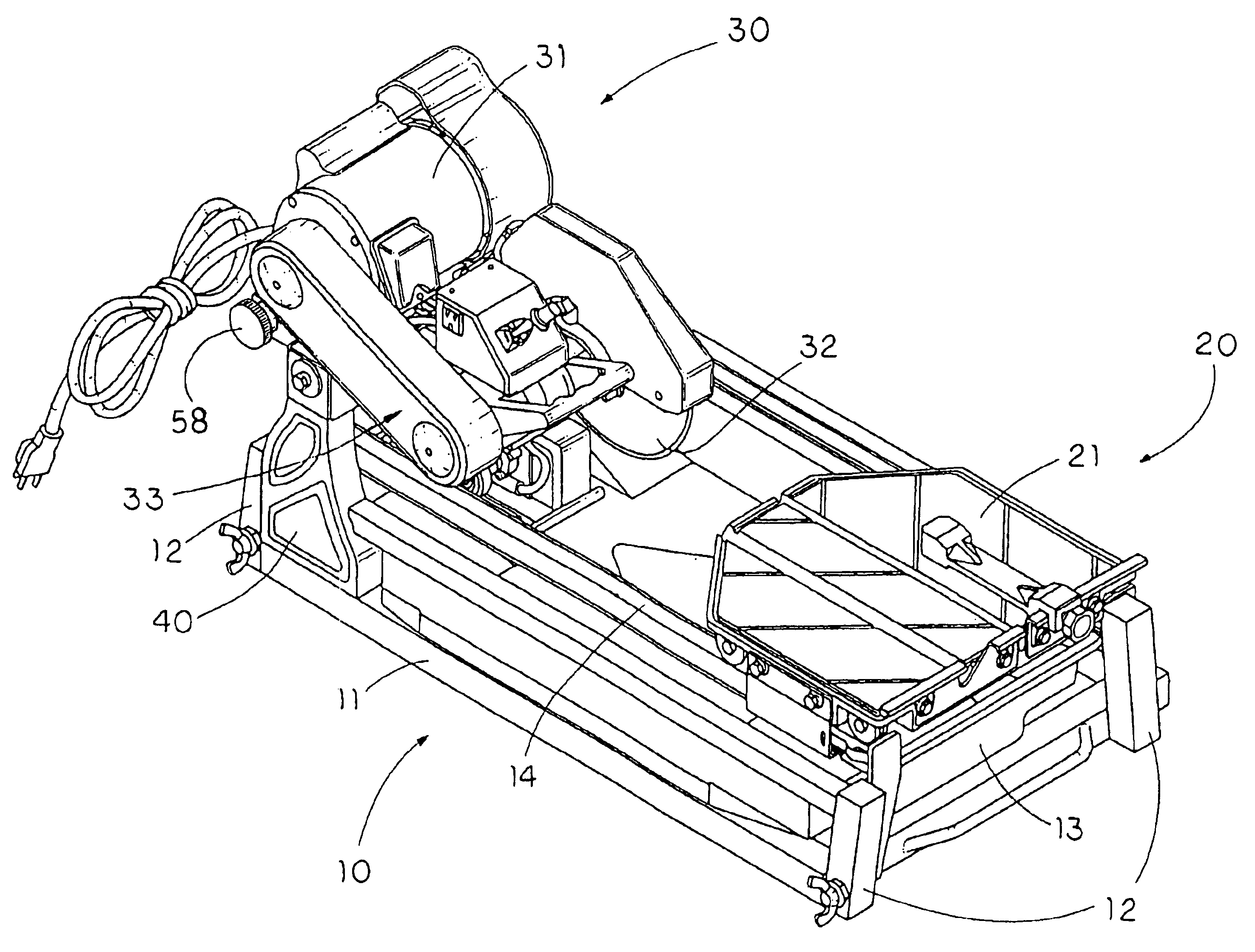 Cutting machine with built-in miter cutting feature