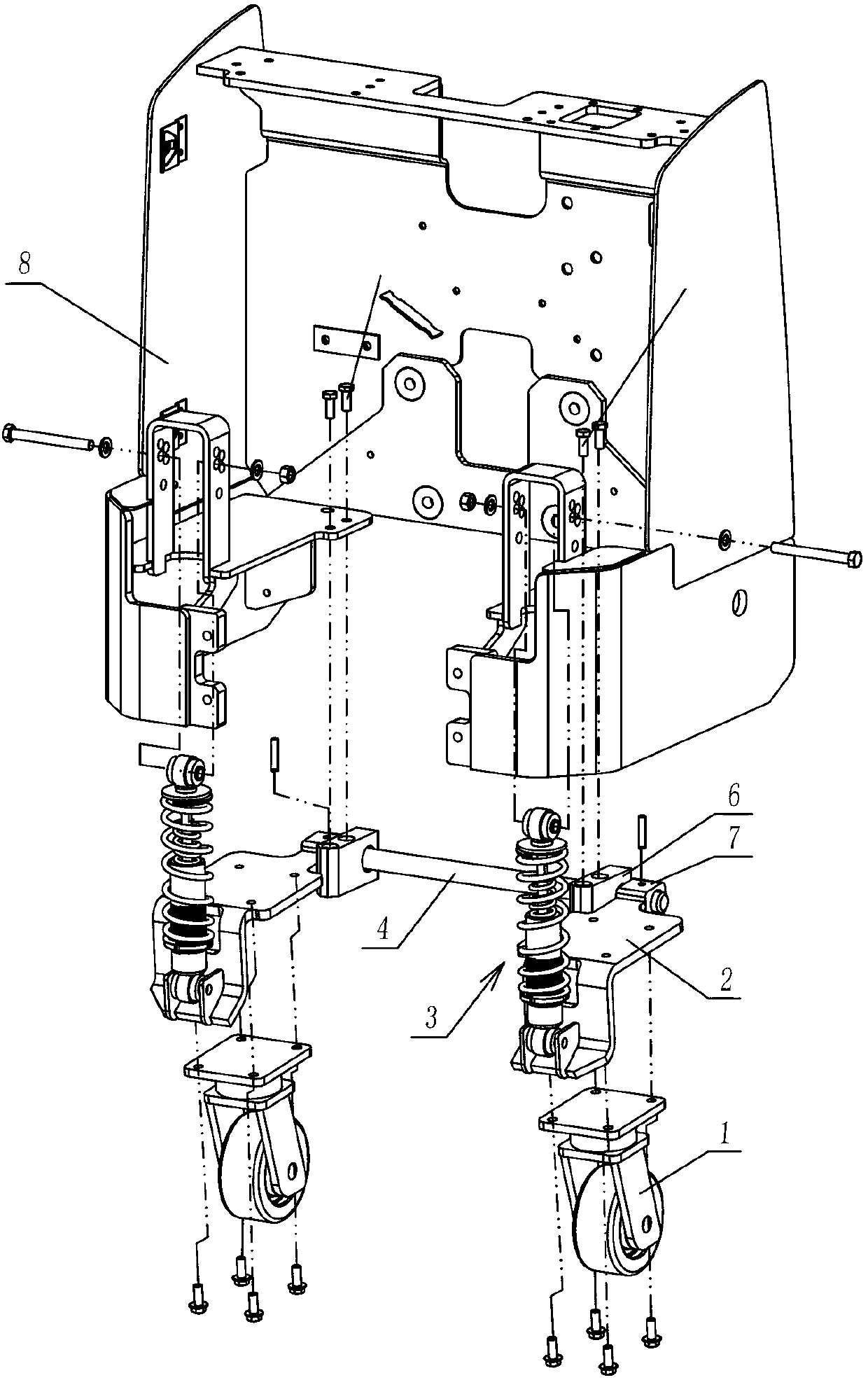Electric truck connecting rod auxiliary wheel device