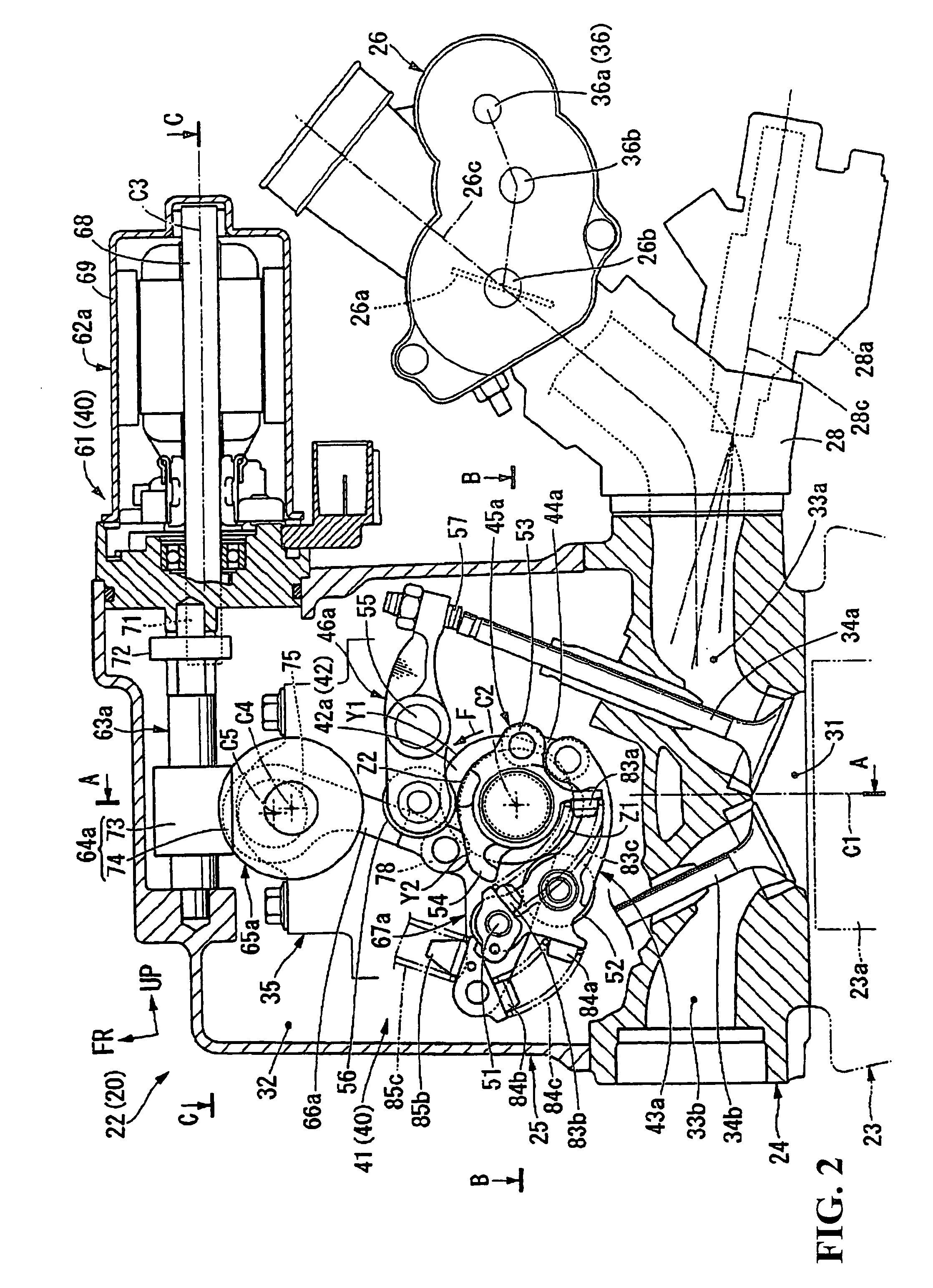 Internal combustion engine having variable valve operating device