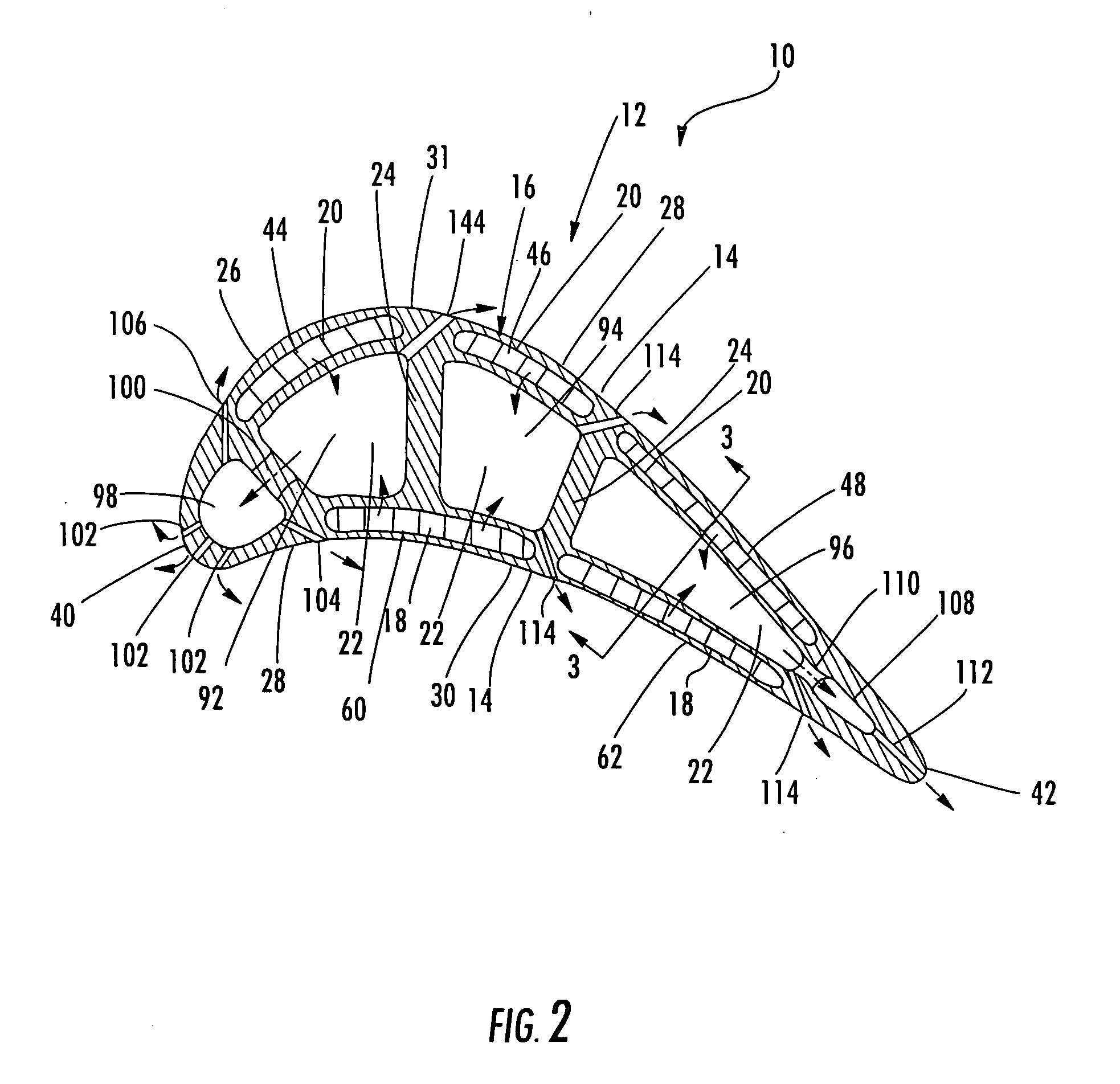 Turbine airfoil with near wall inflow chambers