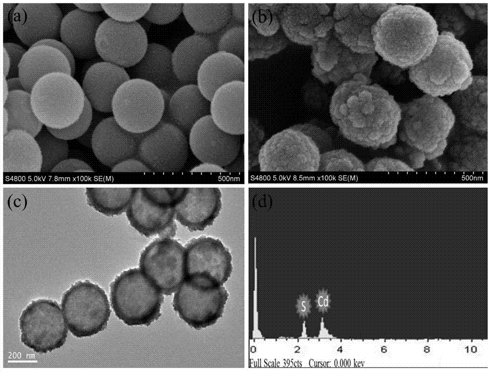 Preparation and application of dendriform TiO2-coating CdS hollow double-shell material