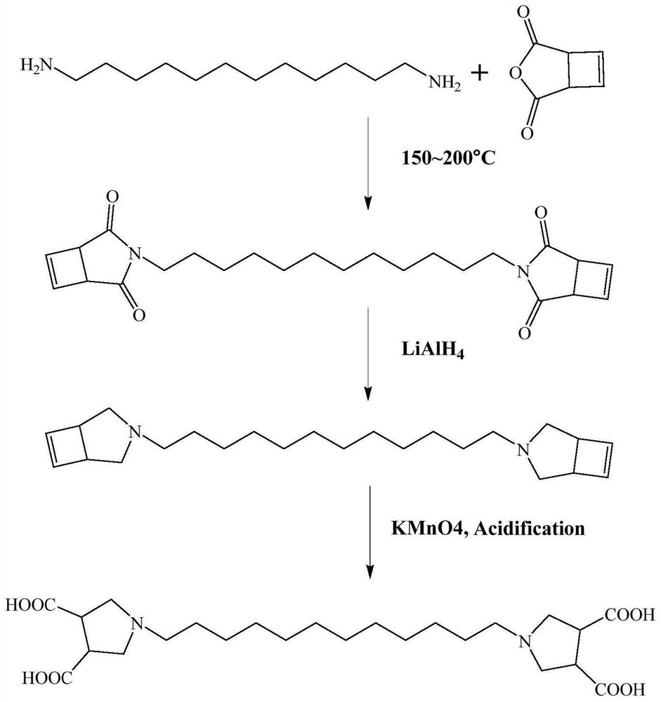 Bola type surfactant with anion and cation reversal capability and preparation method thereof