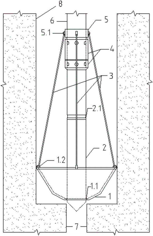 Aiding device for arranging probe in variable cross-section borehole