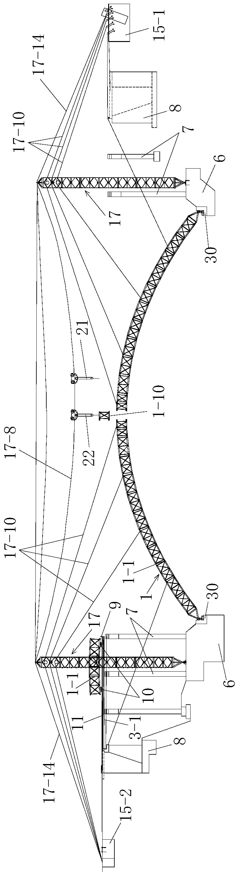 Steel arch frame section moving and hoisting system and method for construction of upper bearing type arch bridge