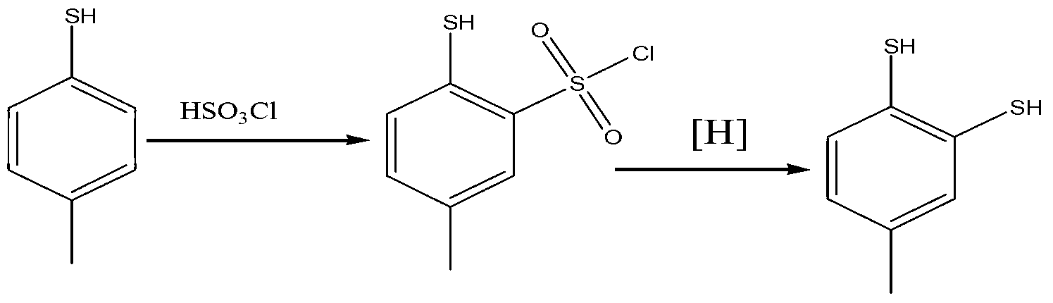 Synthesis method of bis-sulfydryl chelating agent for processing heavy metal complex wastewater