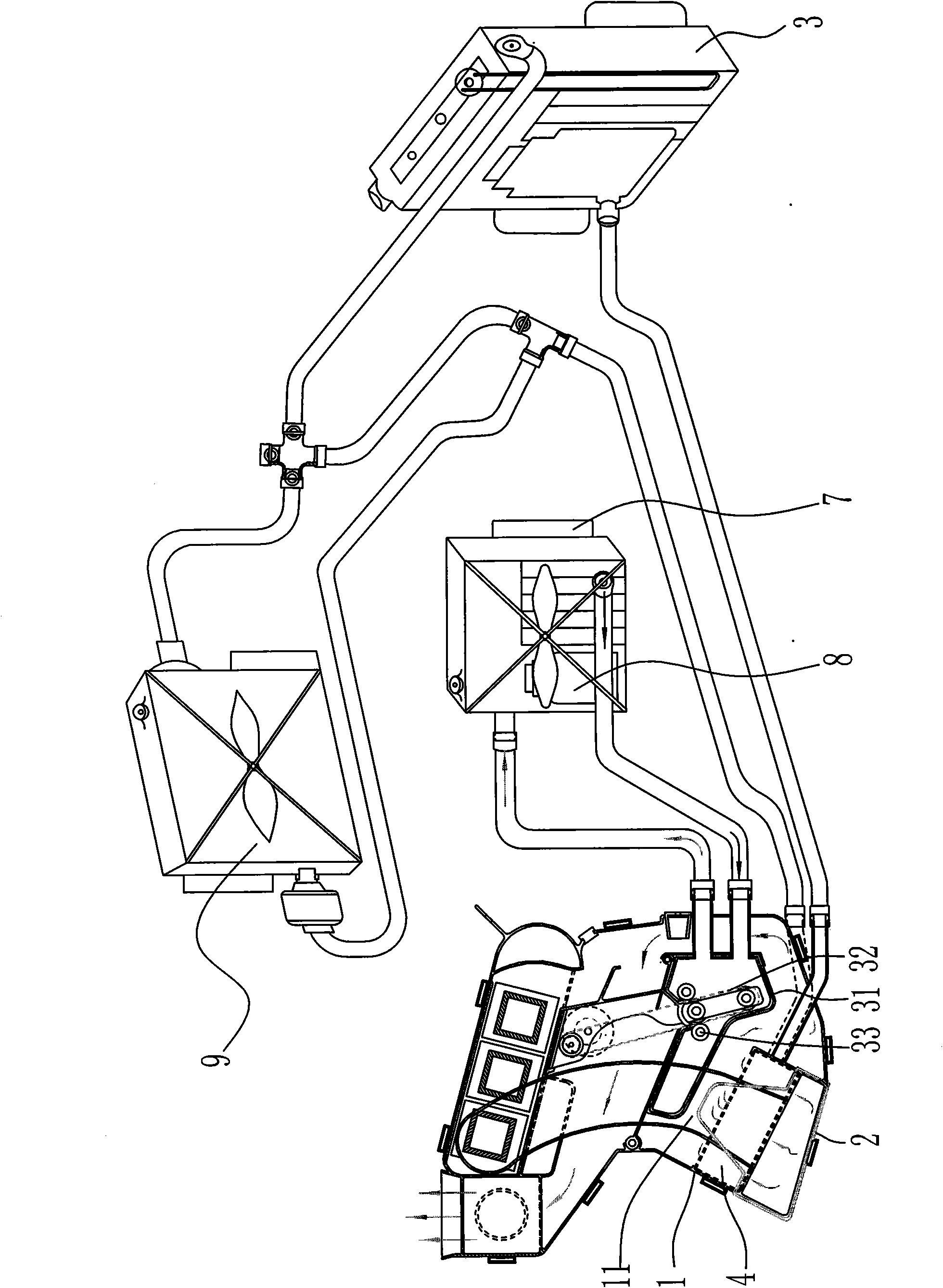 Heating and cooling system used in carriage of electric automobile